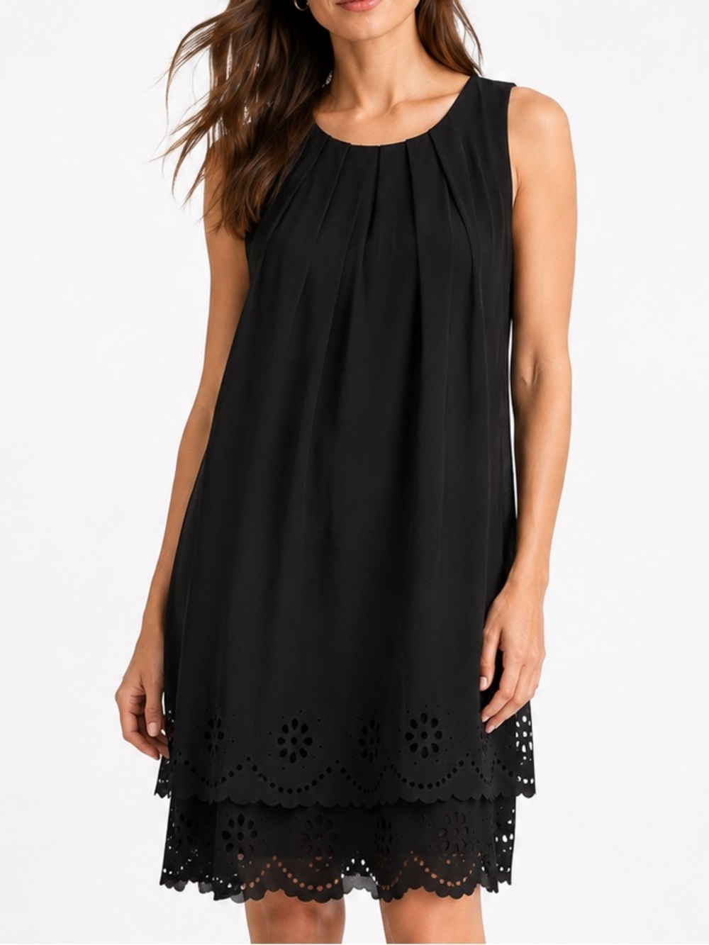 Jessica Simpson Black Eyelet Scallop Hem Sleeveless Mini Dress Size 4